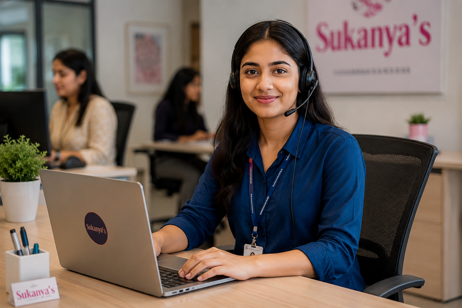 Sukanyas support team member on a call